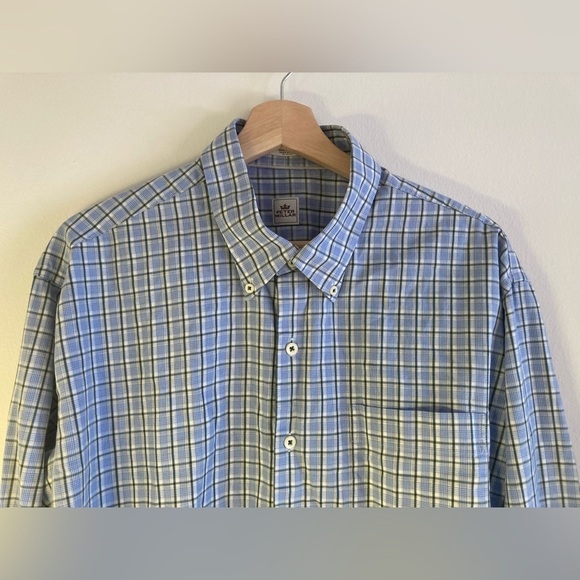 Peter Millar Crown Shirt XL Long Sleeve Button Down Blue Green Plaid Collared - Picture 4 of 7